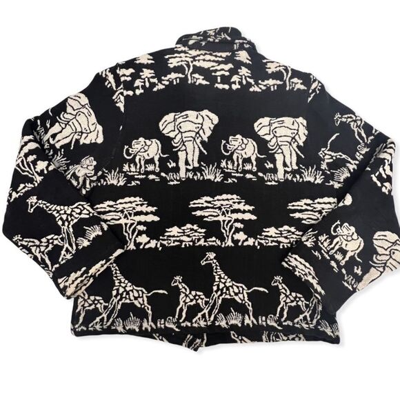 Vintage New Identity Elephant & Giraffe Safari Print Tapestry Jacket - Picture 12 of 13